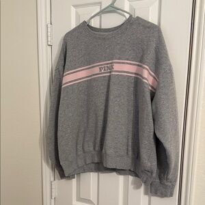 PINK Victoria's Secret Gray Sweater with Pink Stripe